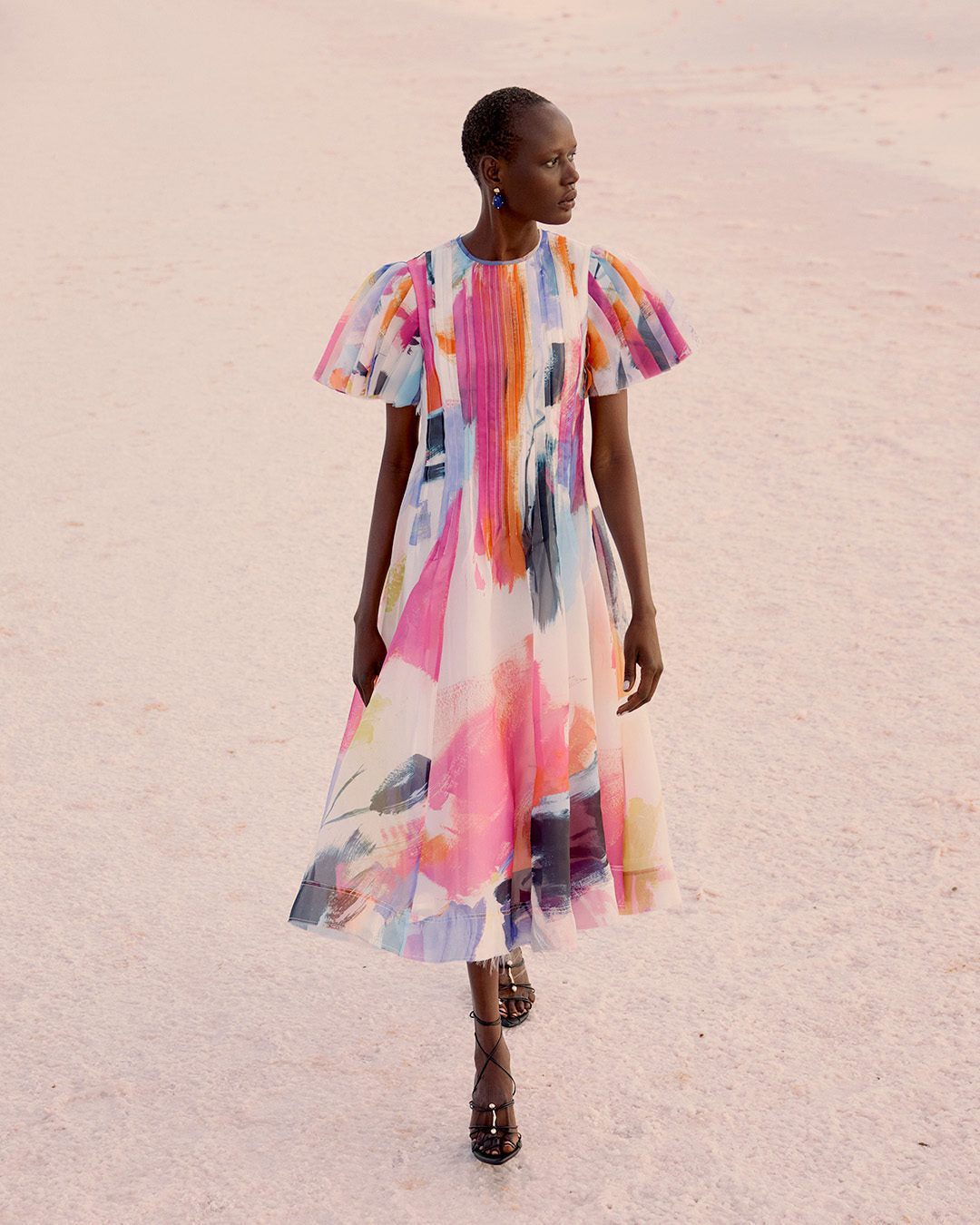 aje nova pleated midi dress