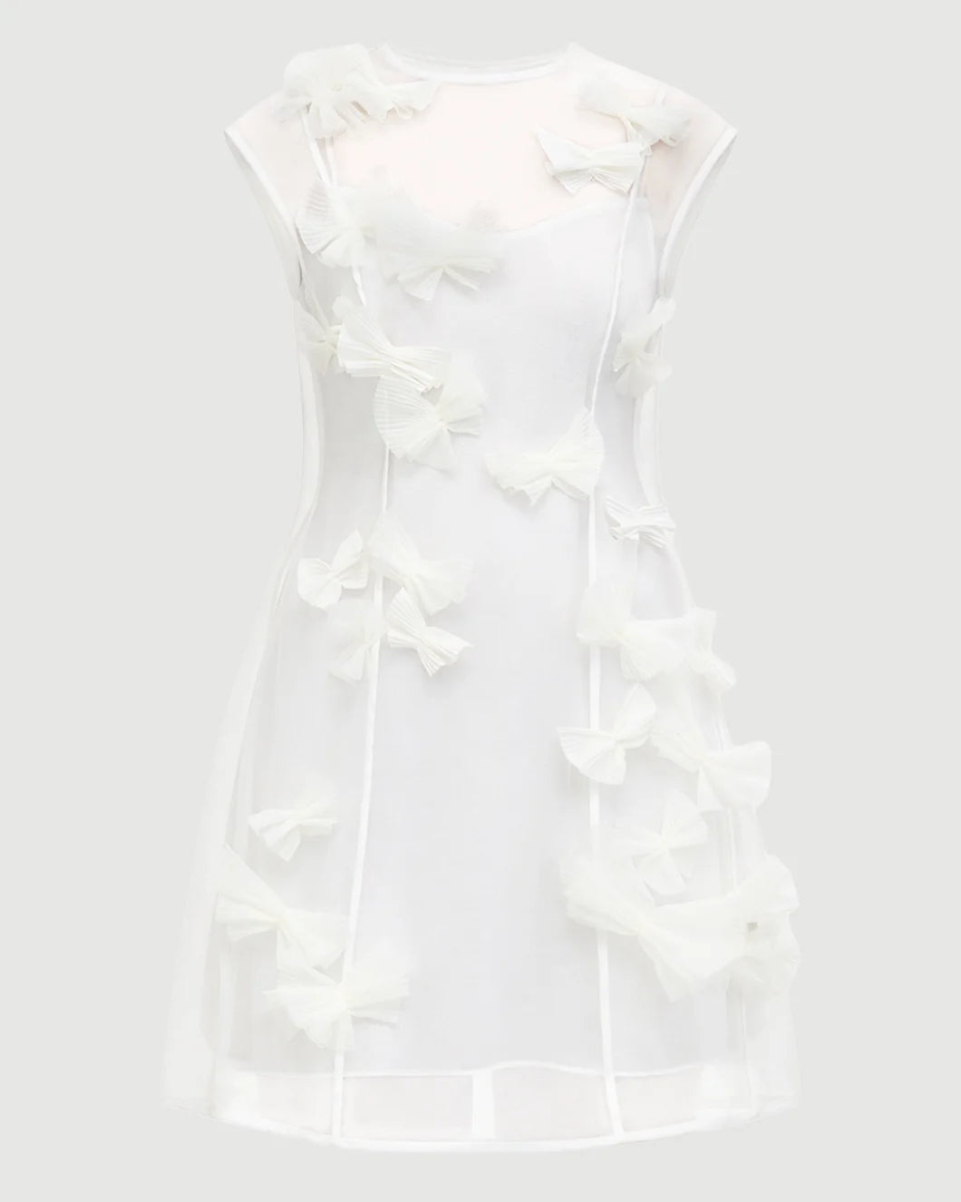 Acler Women's Sheer Mesh Mini Dress For - White - Mini Dresses Acler Women's Sheer Mesh Mini Dress For - White - Mini Dresses