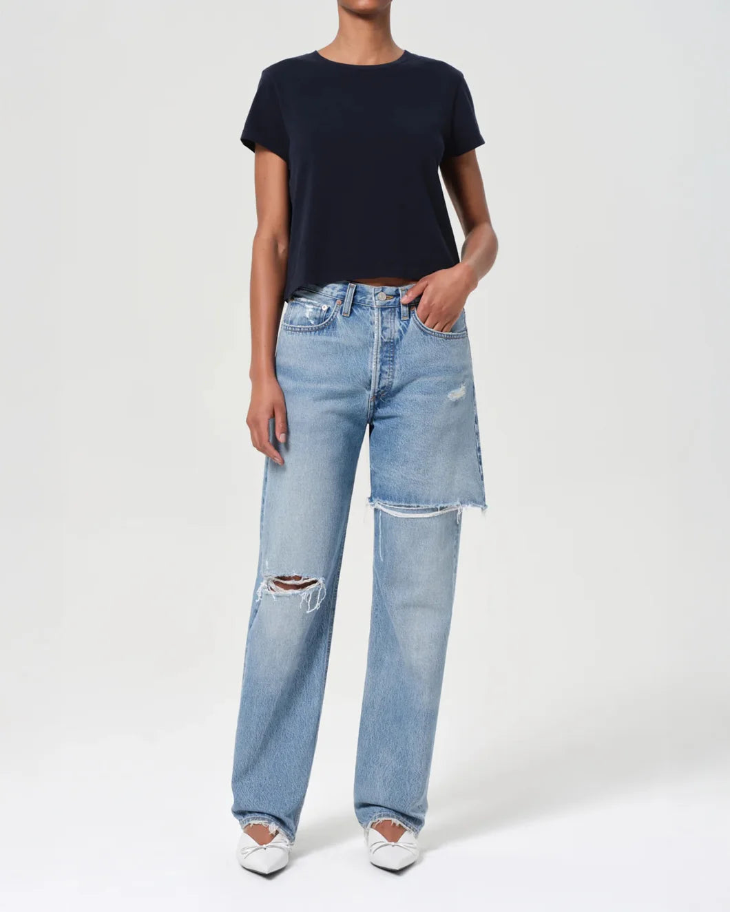 AGOLDE amryn jean medium indigo on figure front