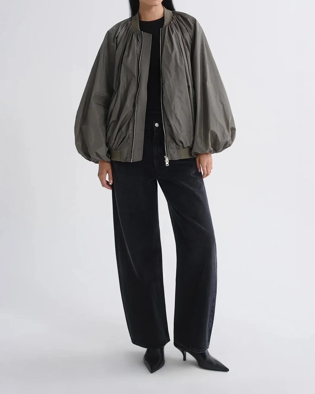 AGOLDE raffi jacket fern on figure front