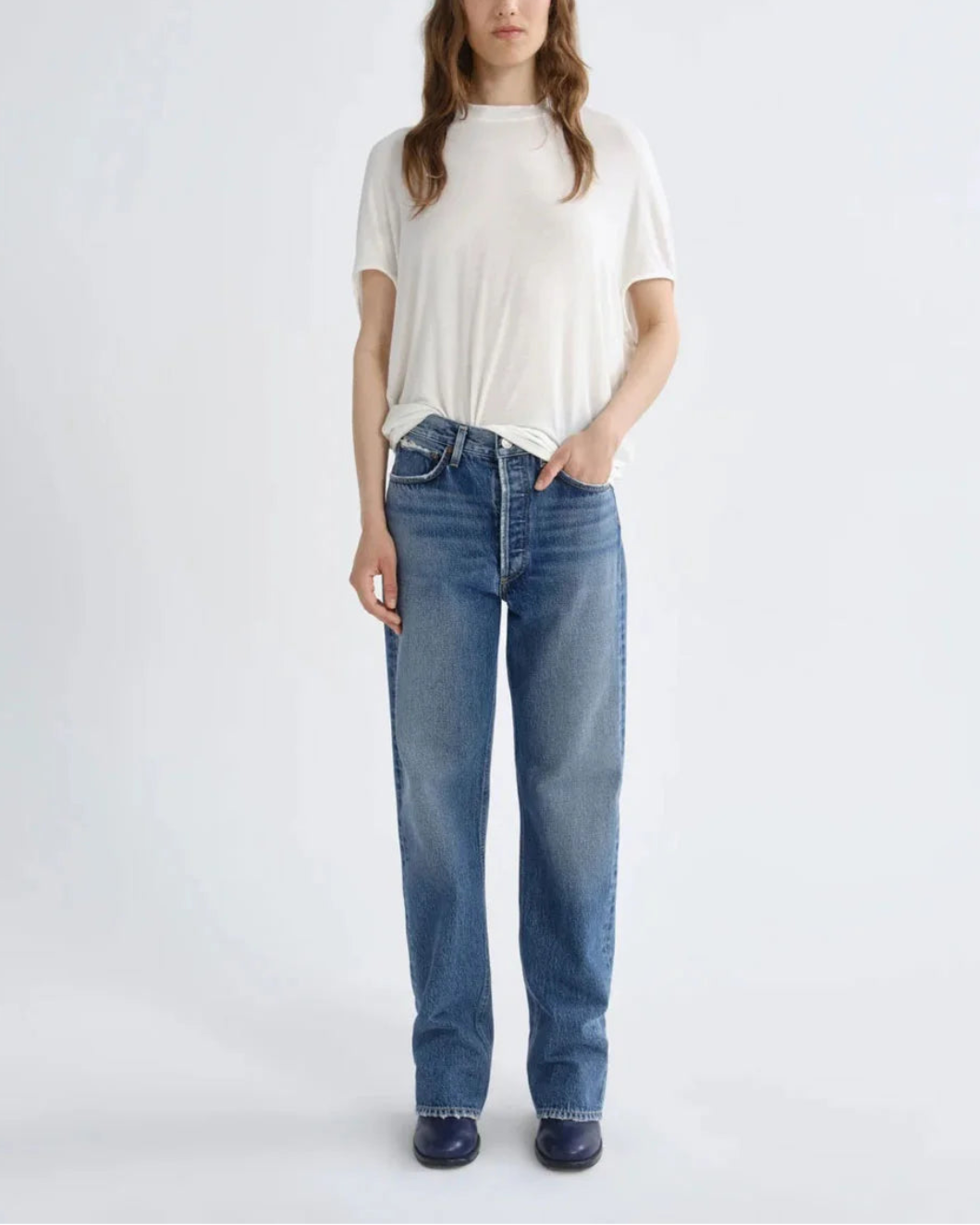 AGOLDE Souline Top oat milk on figure front