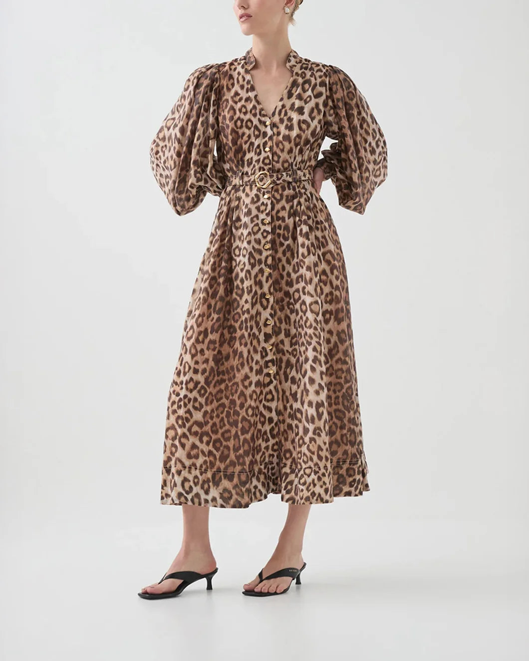 aje Isabella Shirtdress leopard front