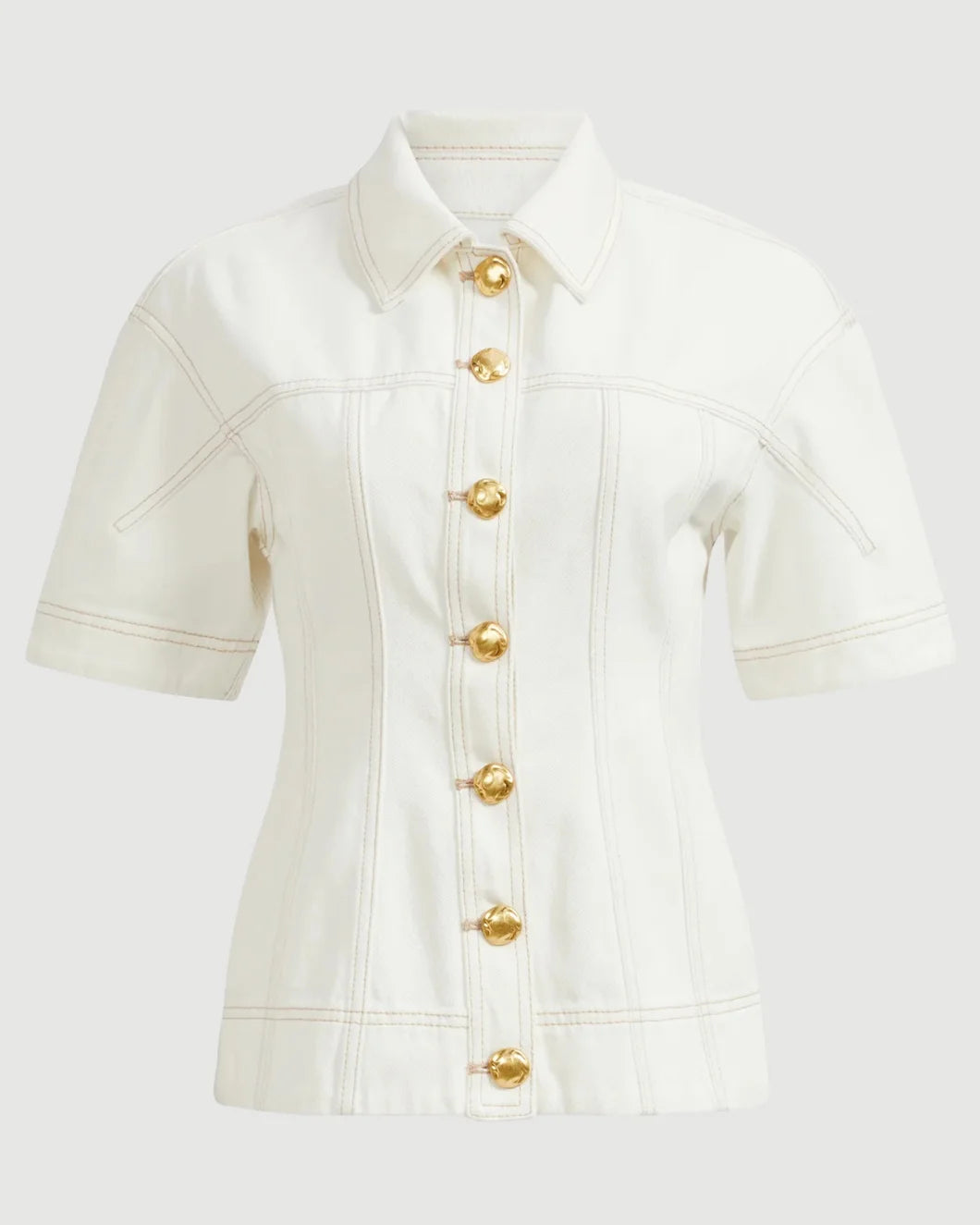 AJE Liliana Denim Shirt ivory isolated
