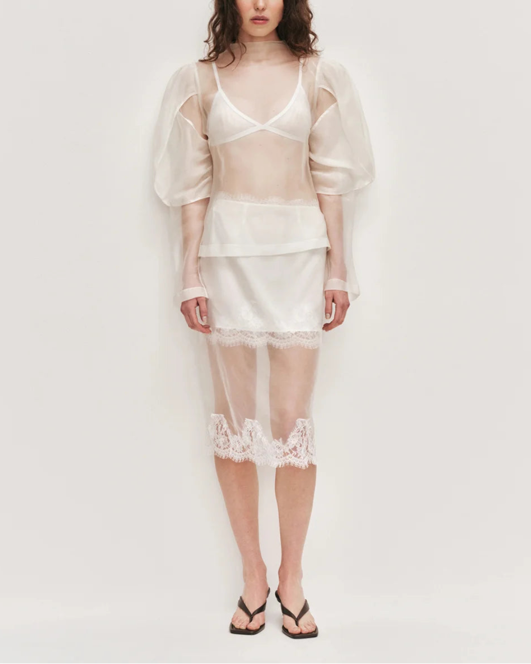 AJE Mirella Organza Long Sleeve Top on figure front