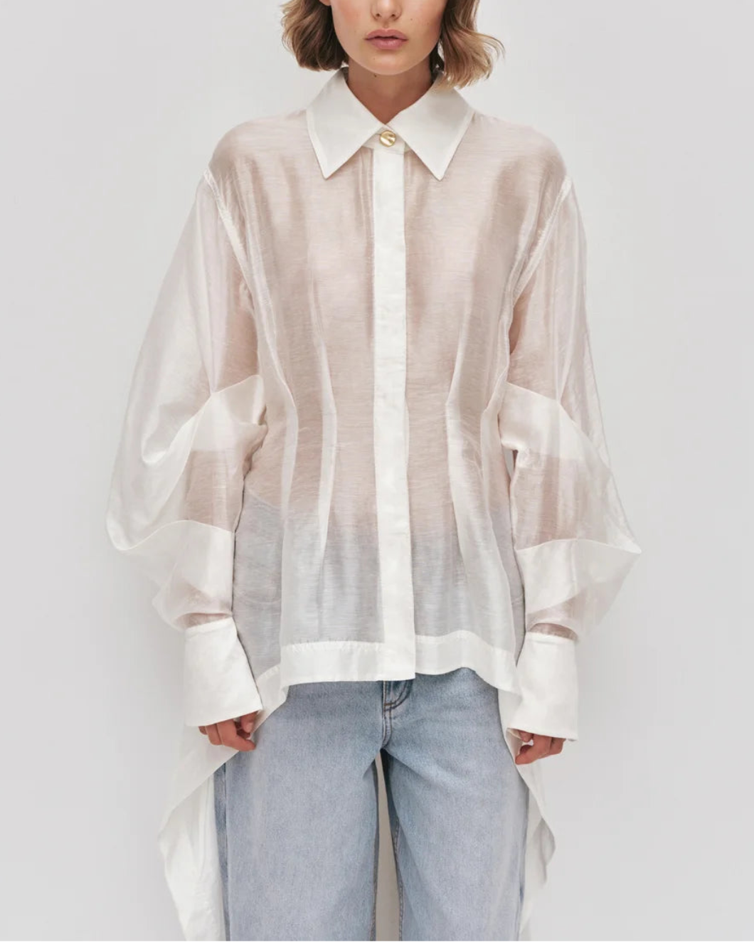 AJE Murphie Long Shirt Ivory on figure front 2