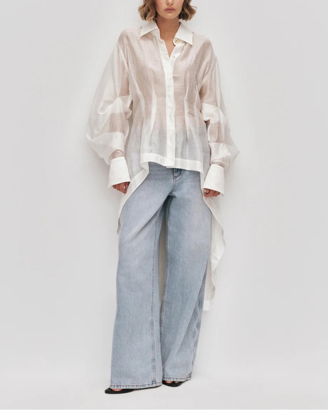 AJE Murphie Long Shirt Ivory on figure front