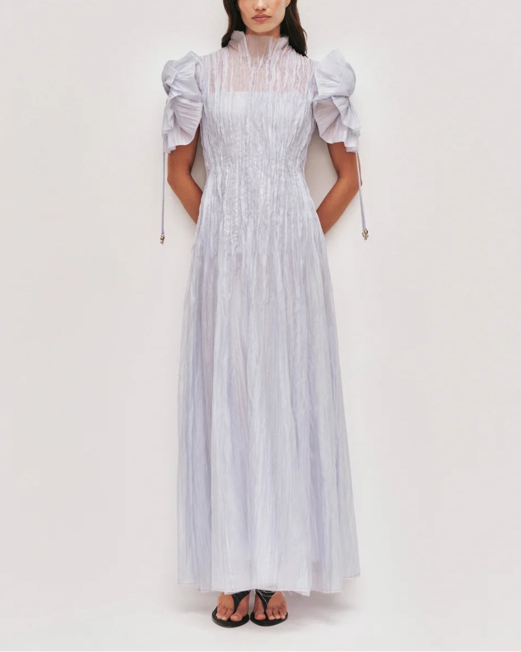 AJE clara midi dress french blue on figure front