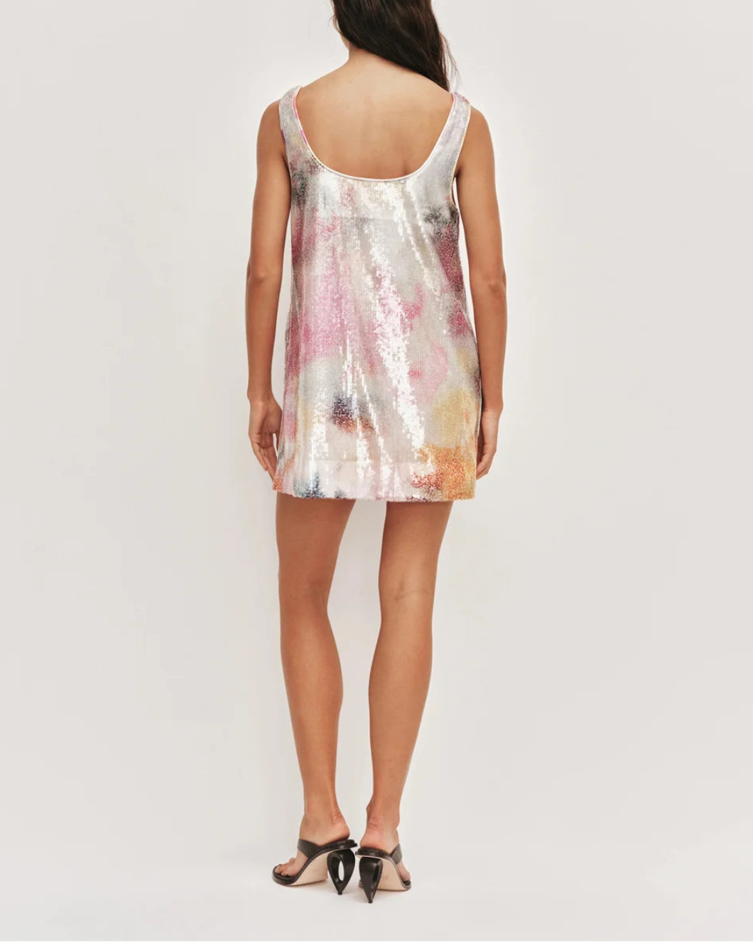 AJE dahlia mini dress mist bloom on figure back