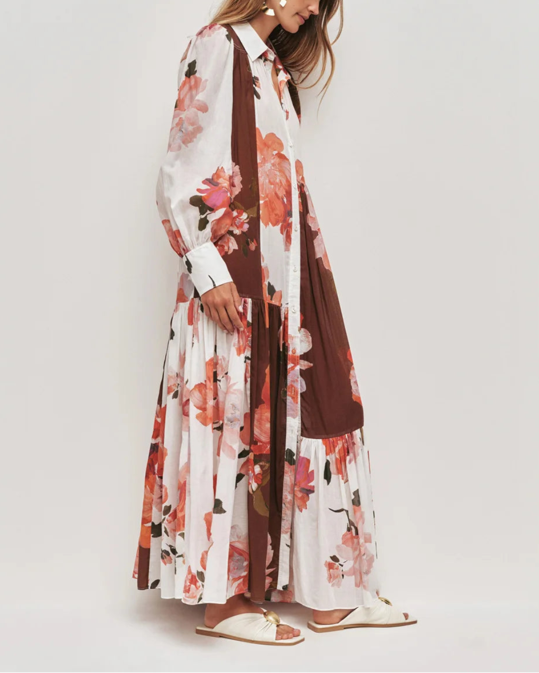 AJE espirit maxi smock dress red multi on figure side