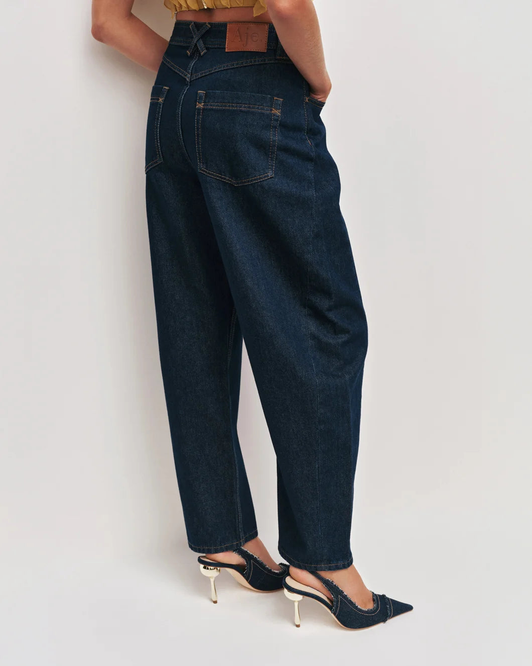 AJE stevie barrel ankle jean dark wash on figure back