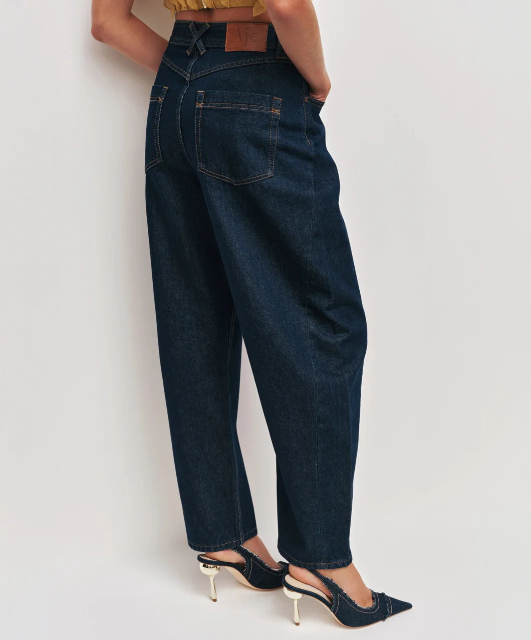 AJE stevie barrel ankle jean dark wash on figure back