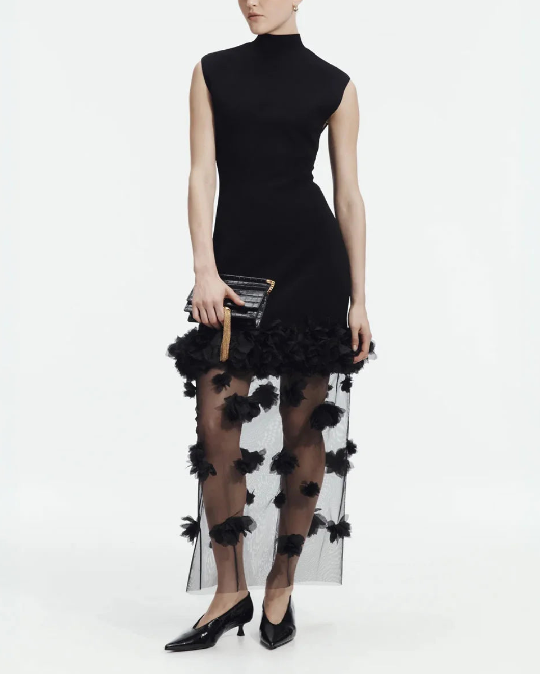 AJE Fleura Knit Midi Dress on figure front 1