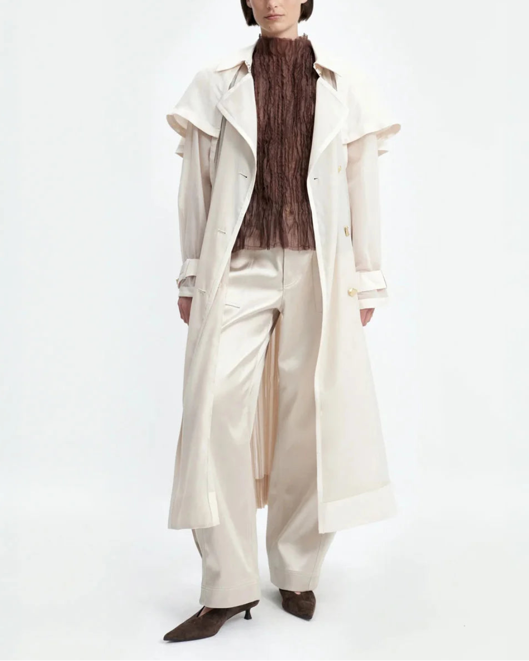 AJE Whisper Trench Coat on figure front 1