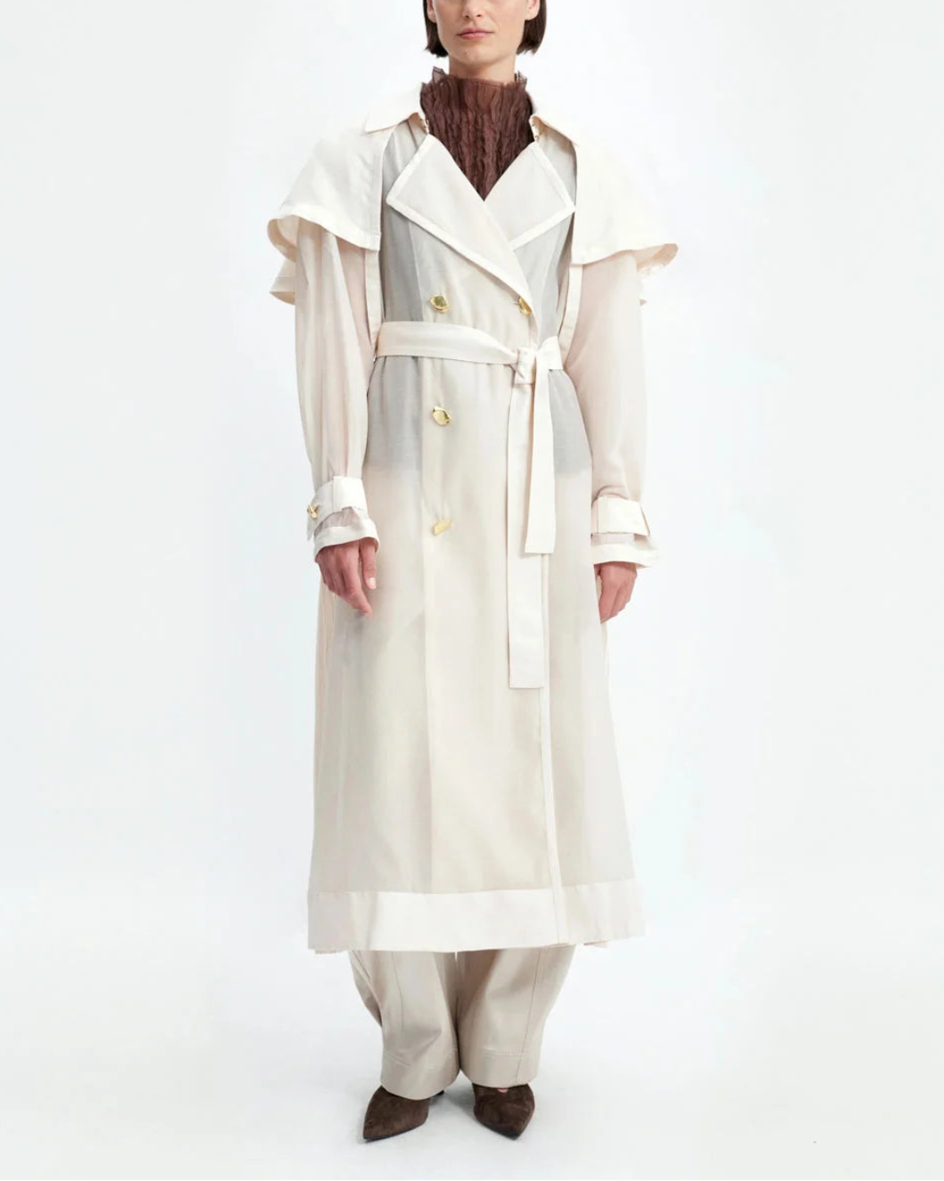 AJE Whisper Trench Coat on figure frotn