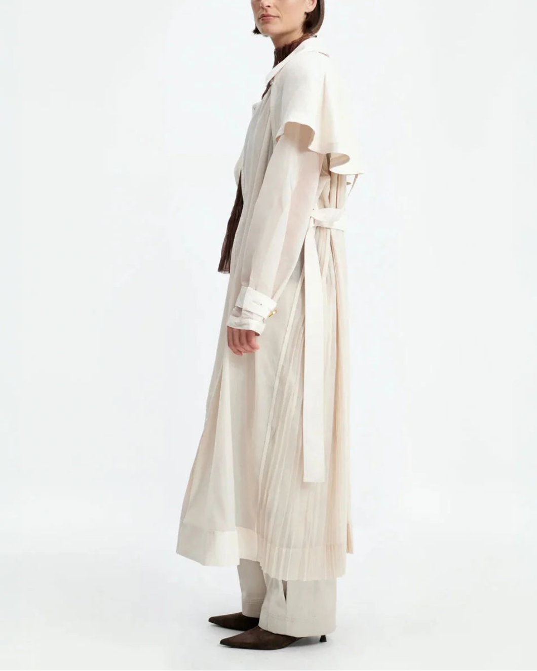 AJE Whisper Trench Coat on figure side