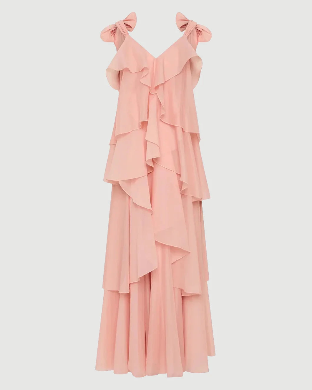aje Gracie Maxi tiered ruffle Dress in muted rose pink