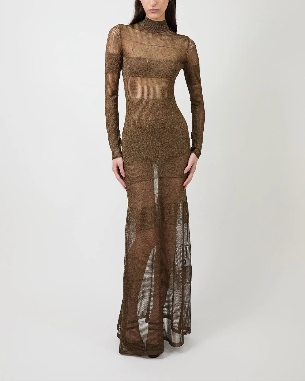 AKNVAS josephine gown brown on figure front