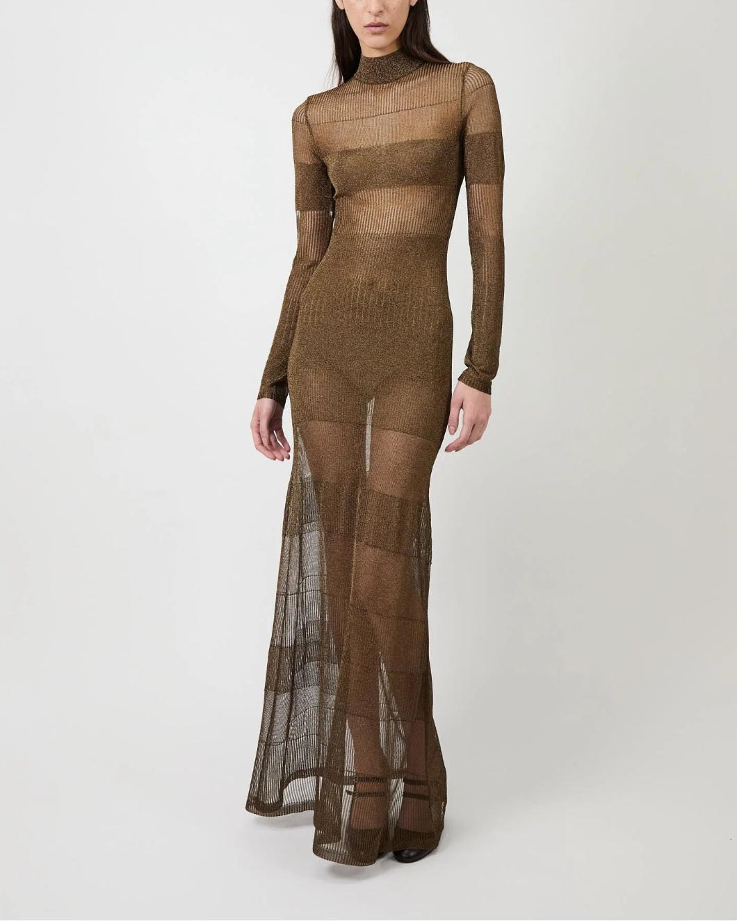 AKNVAS josephine gown brown on figure front