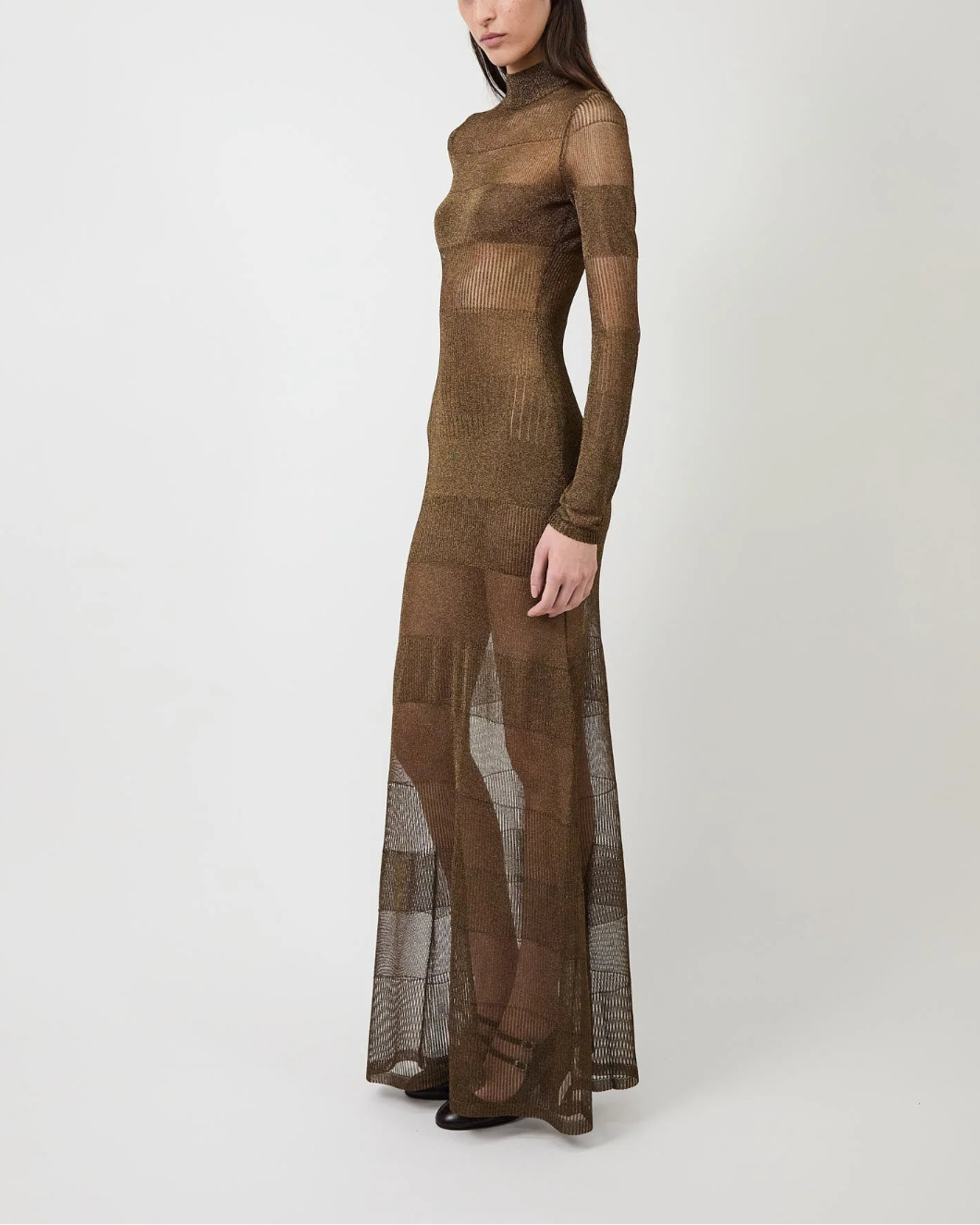 AKNVAS josephine gown brown on figure side