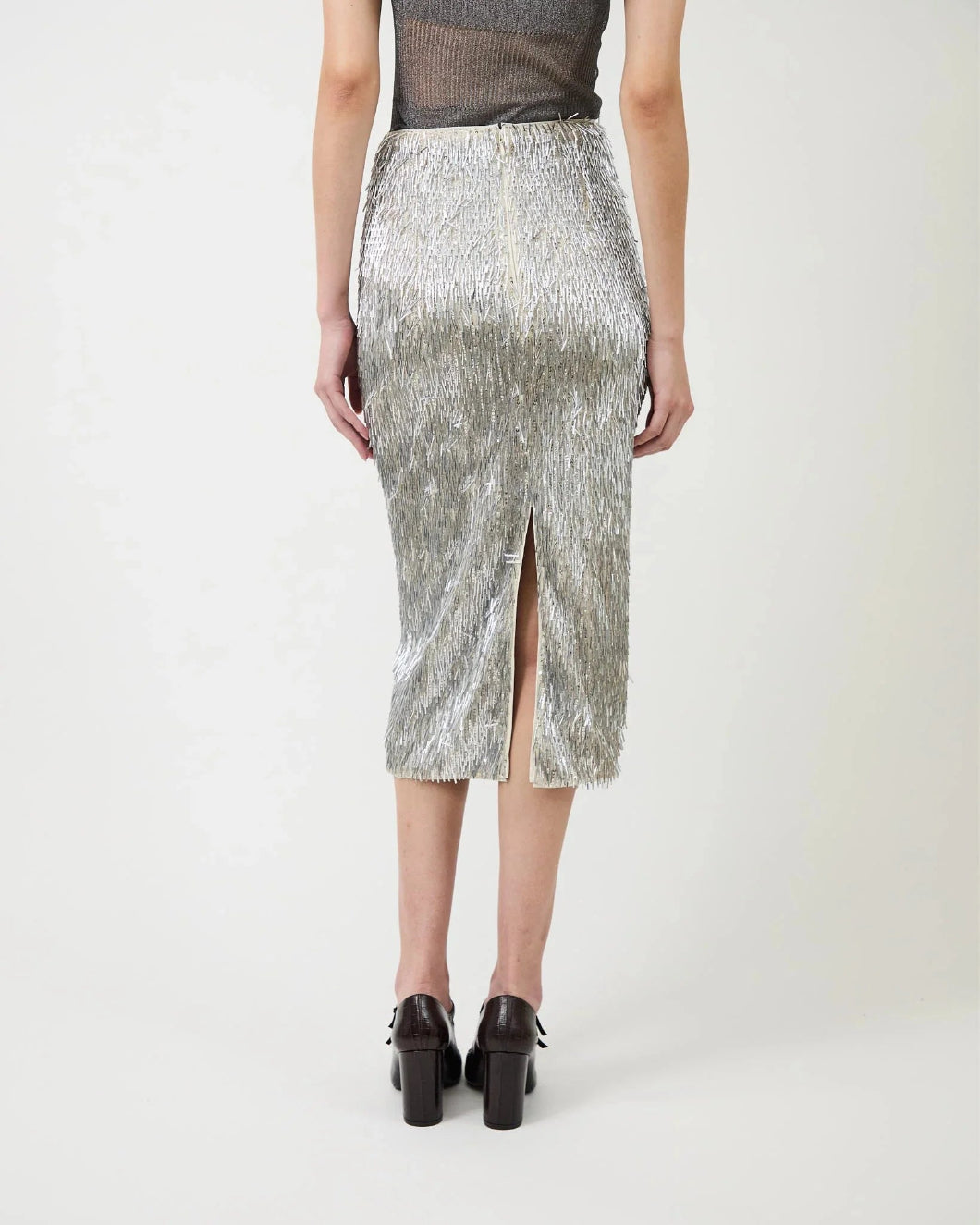 AKNVAS tao pencil skirt silver on figure back