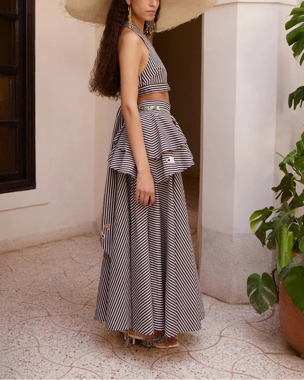 ALEMAIS sirocco embroidered skirt brown on figure side