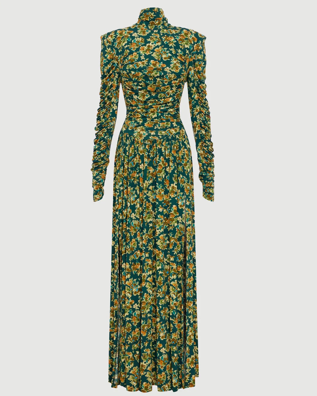 ALEMAIS Clem Ruched Midi Dress isolated