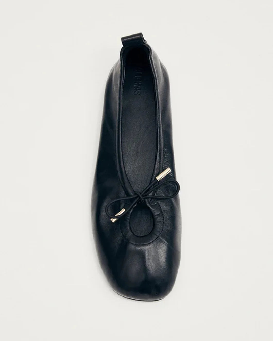 ALOHA Rosalind black leather ballet flats front