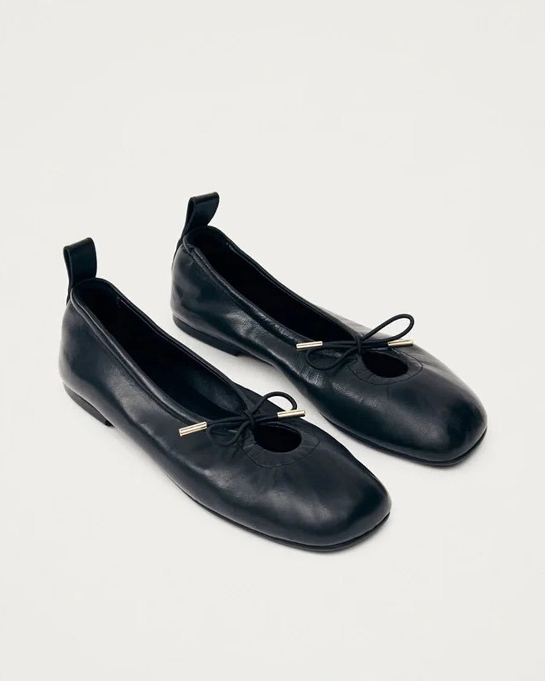 ALOHA Rosalind black leather ballet flats side