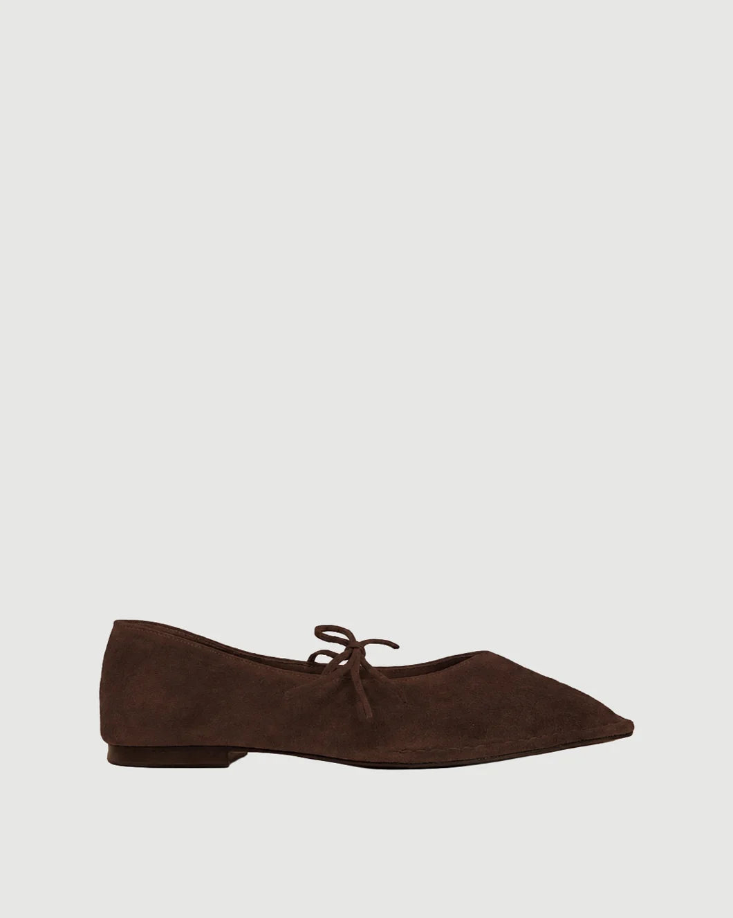 ALOHAS Sway Suede Coffee Brown Leather Ballet Flats isolated