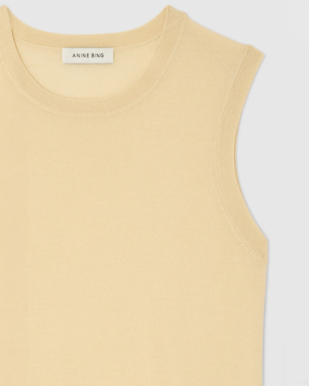 ANINE BING Moni Crop Tank Butter Yellow front detail