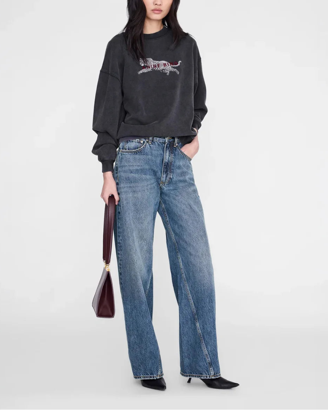ANINE BING Spencer sweatshirt black on figure front