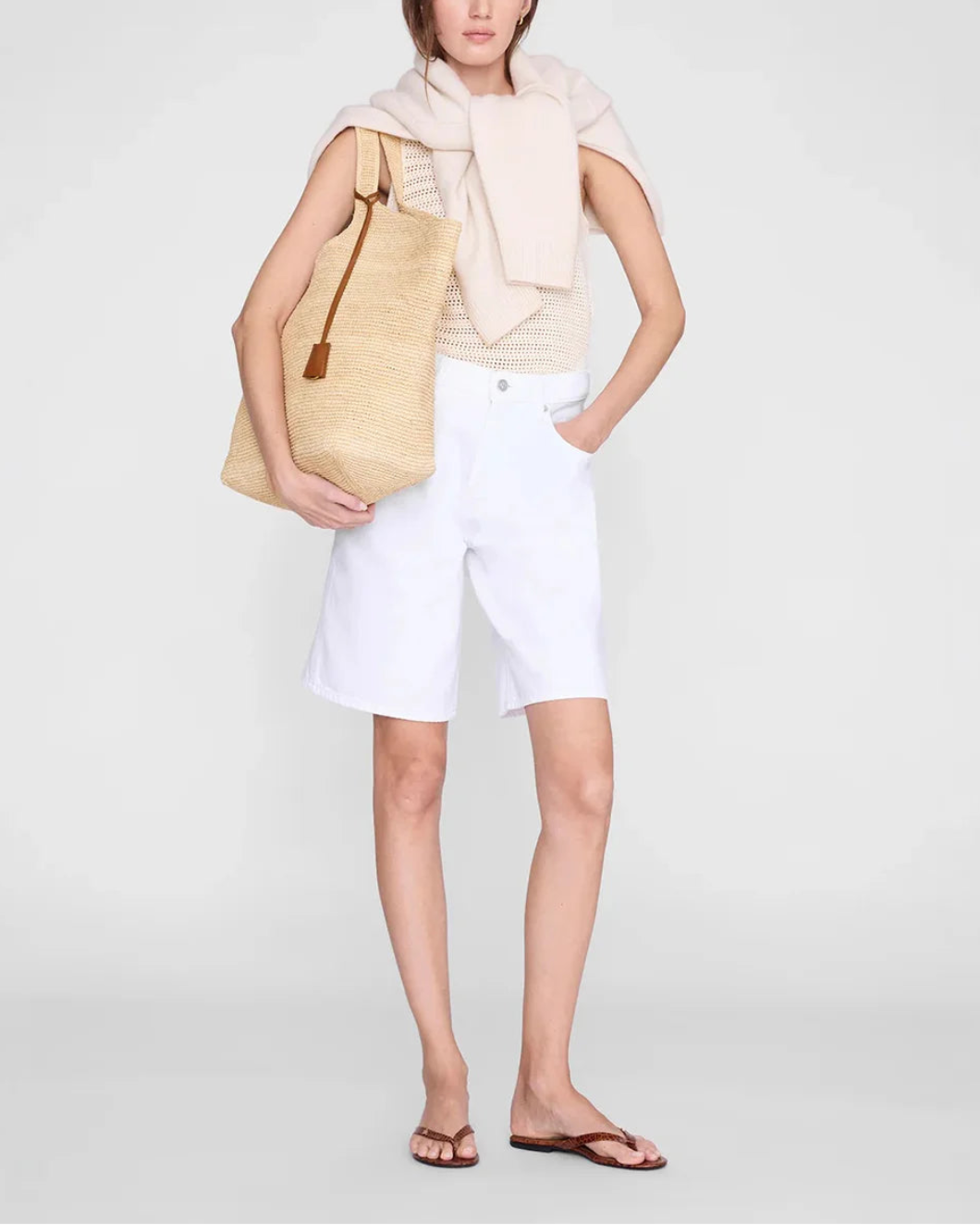 ANINE BING jasper shorts white on figure front
