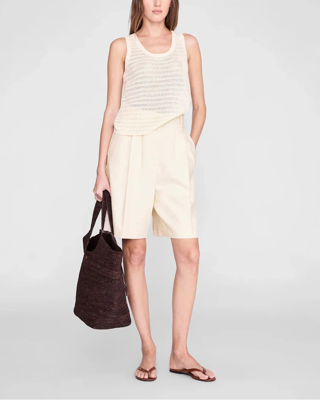 ANINE BING Arie tank ivory on figure front