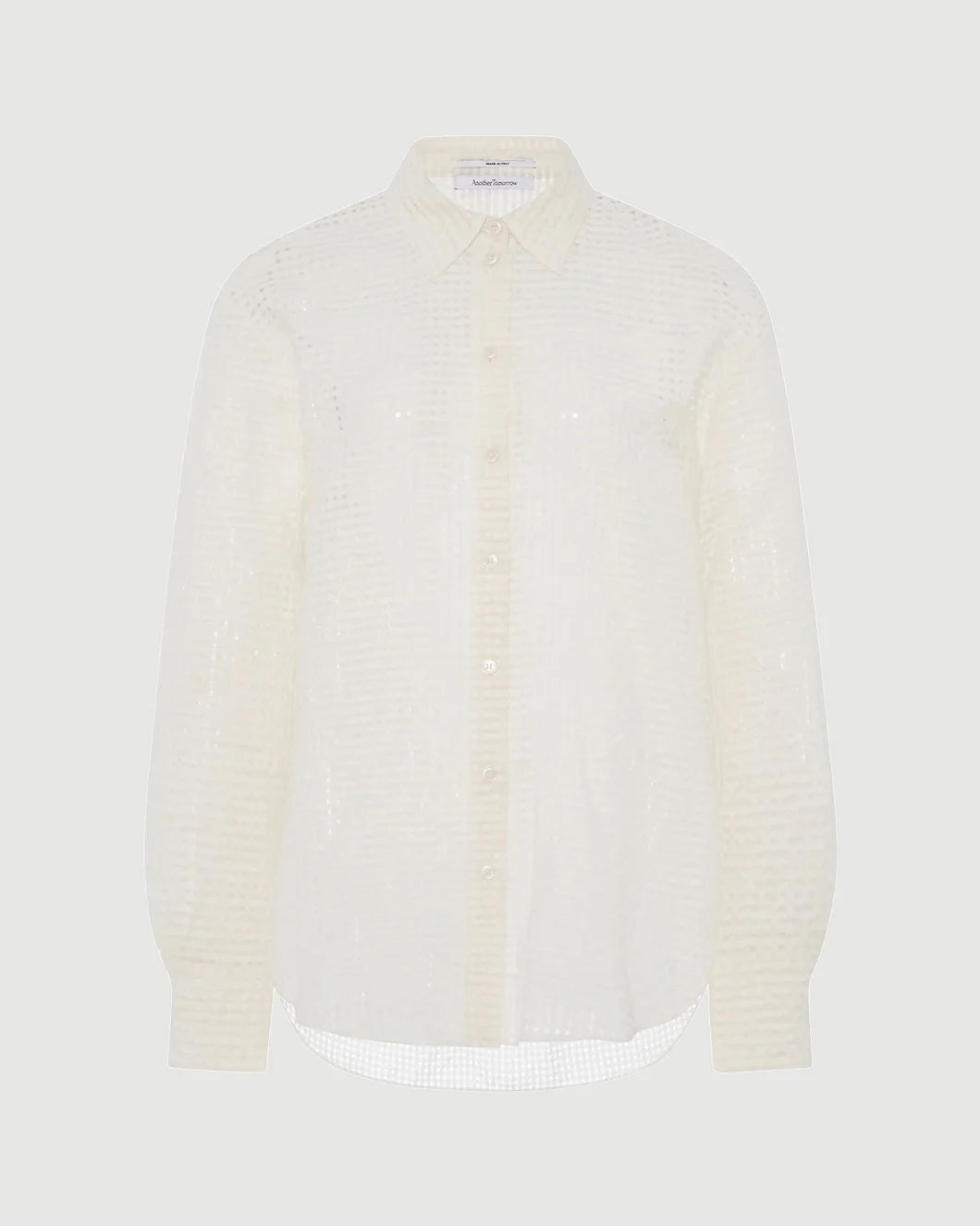 ANOTHER TOMORROW gingham blouse off white isolated