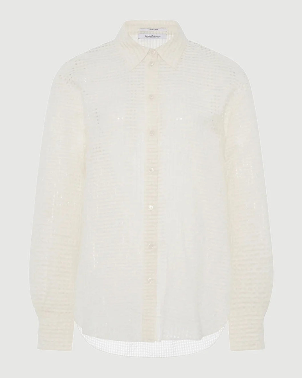 ANOTHER TOMORROW gingham blouse off white isolated