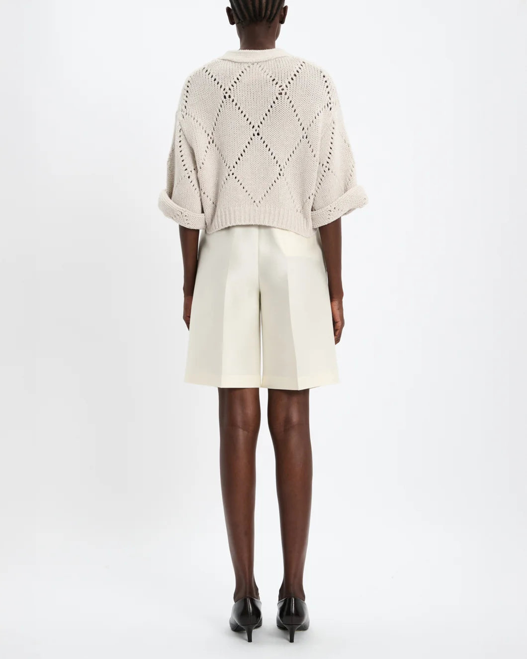 ARCH4 Hollingsworth Cardigan Chai With Silver Sequins On Fig Back