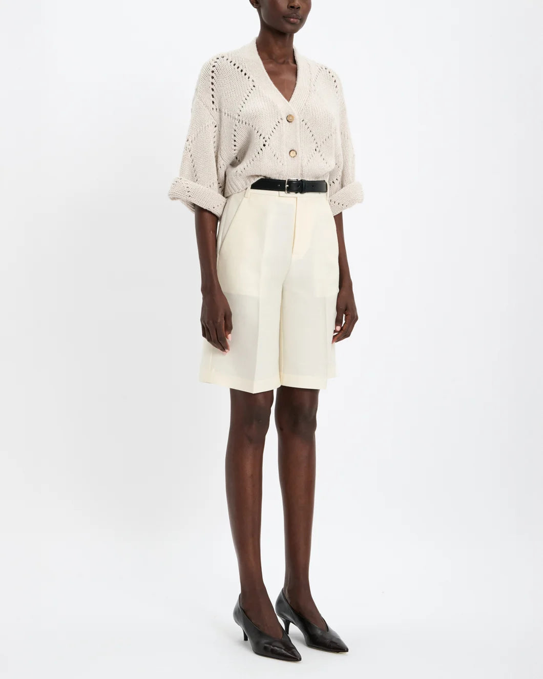 ARCH4 Hollingsworth Cardigan Chai With Silver Sequins On Fig Front 2