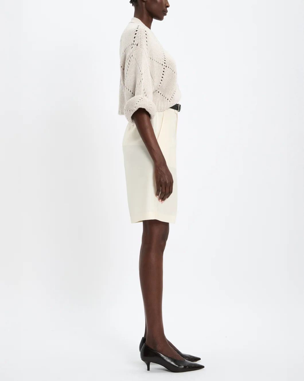 ARCH4 Hollingsworth Cardigan Chai With Silver Sequins On Fig Side