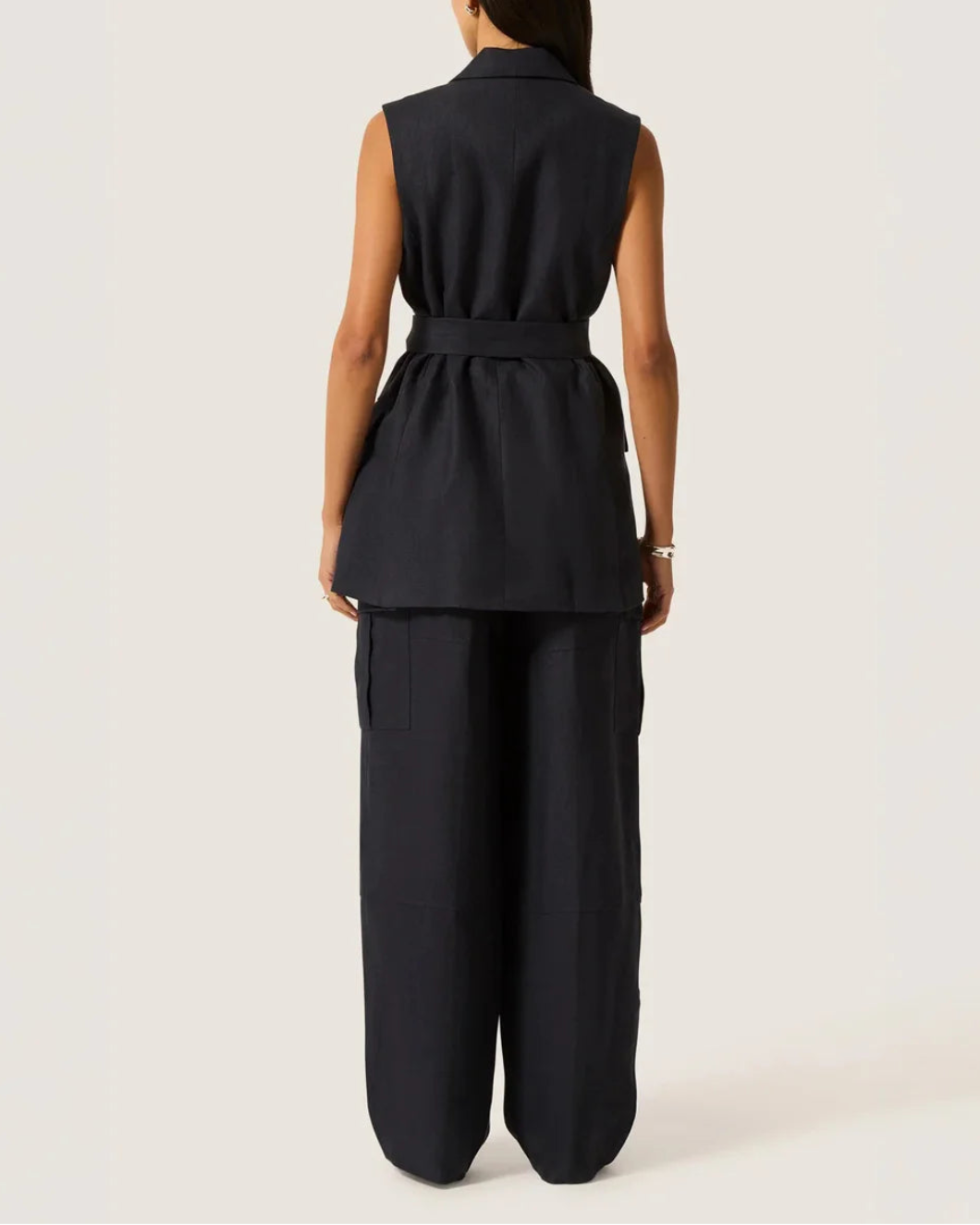 ARGENT Belted Vest Midnight on figure back