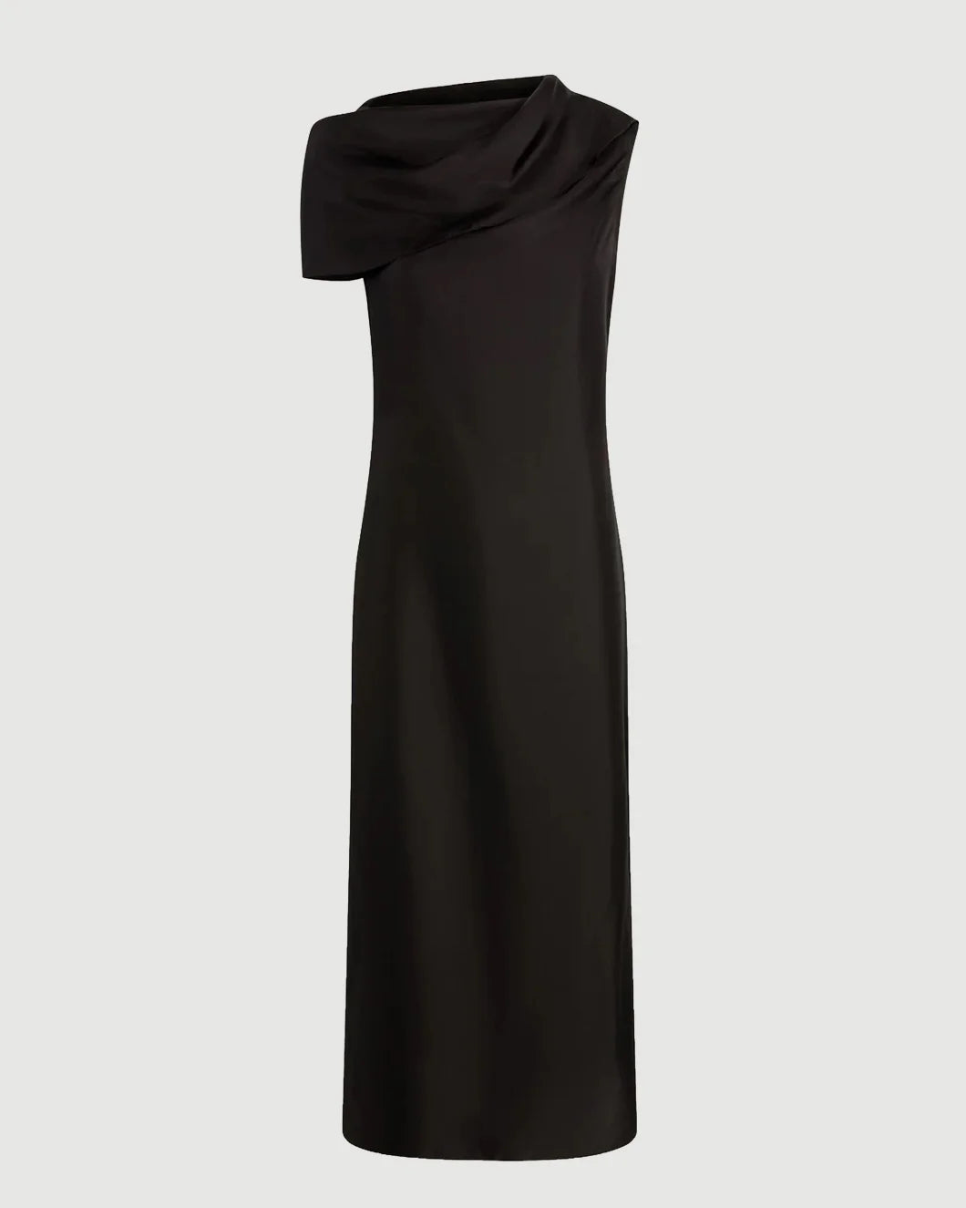 funnel neck midi dress Argent Funnel Neck Dress in Silk Twill | Black | Women's Dresses