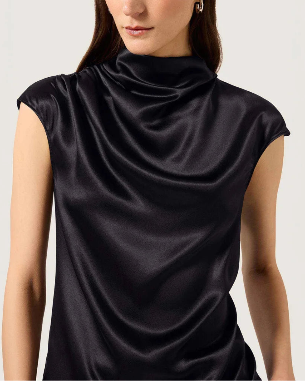 ARGENT Ruched Blouse in Silk Charmeuse on figure front 3