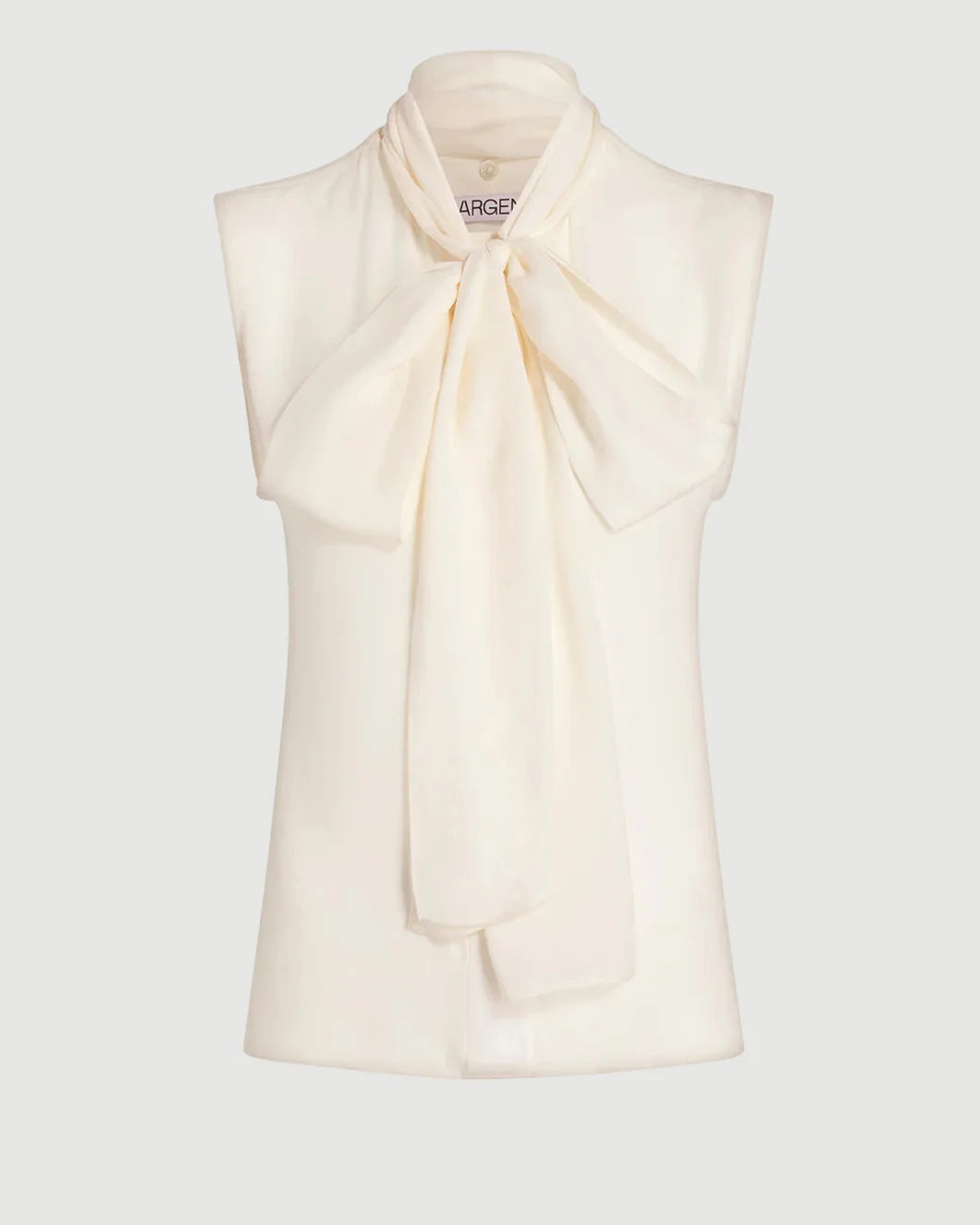 ARGENT Sleeveless Bow Blouse in Silk Double Georgette ivory isolated
