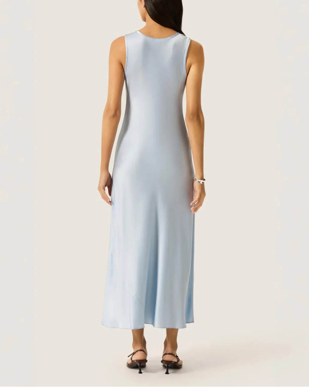 ARGENT Tank Dress in Silk Charmuesue on figure back