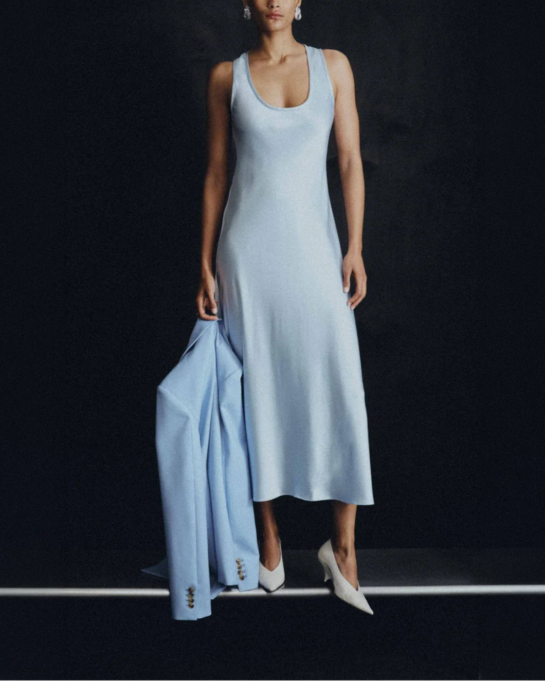 ARGENT Tank Dress in Silk Charmuesue on figure front 3