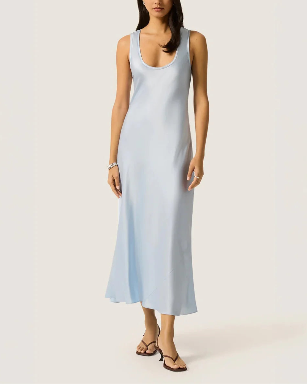 ARGENT Tank Dress in Silk Charmuesue on figure front