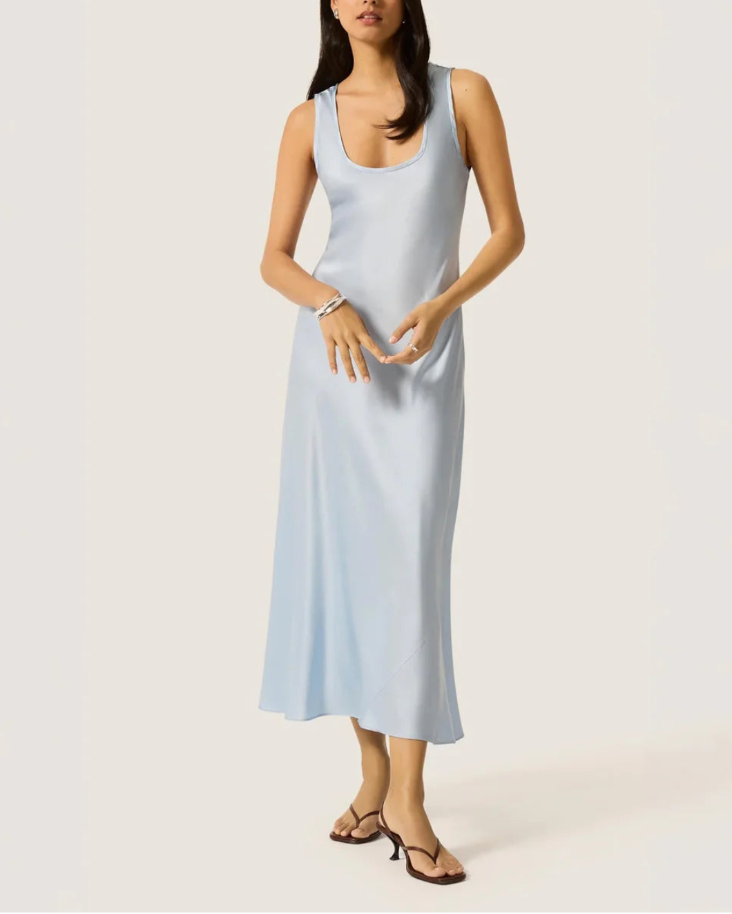 ARGENT Tank Dress in Silk Charmuesue on figure front 1
