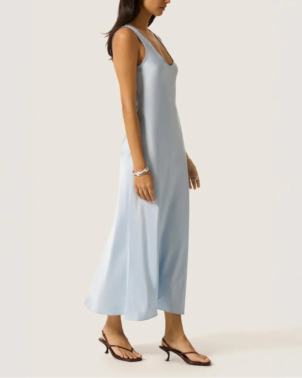 ARGENT Tank Dress in Silk Charmuesue on figure side