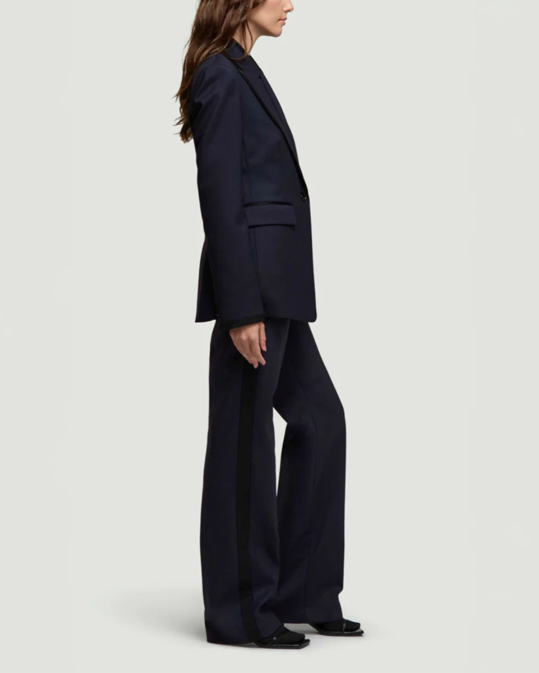 ARGENT colorblocked sculpted blazer midnight black on figure side