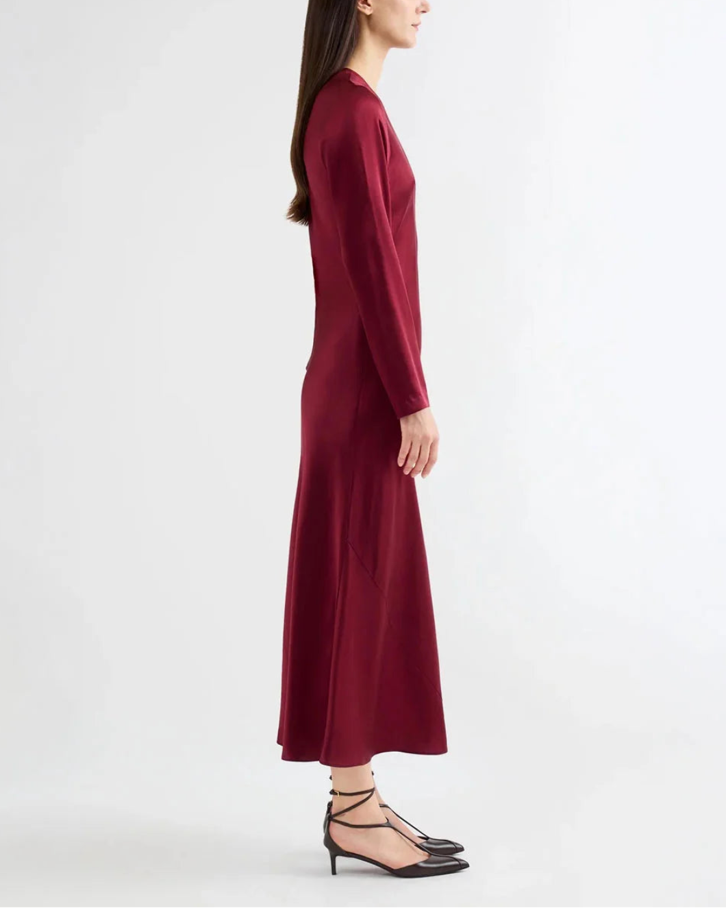 ARGENT Long Sleeve Bias Dress on figure side
