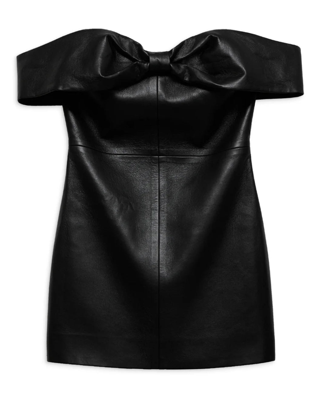anine bing off the shoulder black leather colleen mini dress